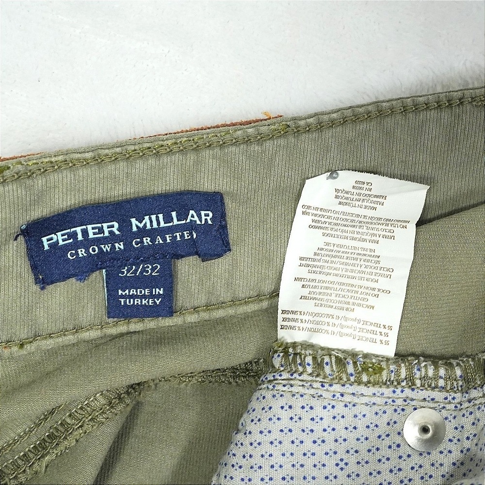 Peter Millar Crown Crafted Mens 32x32 (Fits 30x29) Sage Green Stretch Pants - Picture 2 of 6
